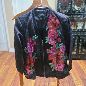 Sharif Couture, XS, Black with rose sequin embellishment Jacket NWOT